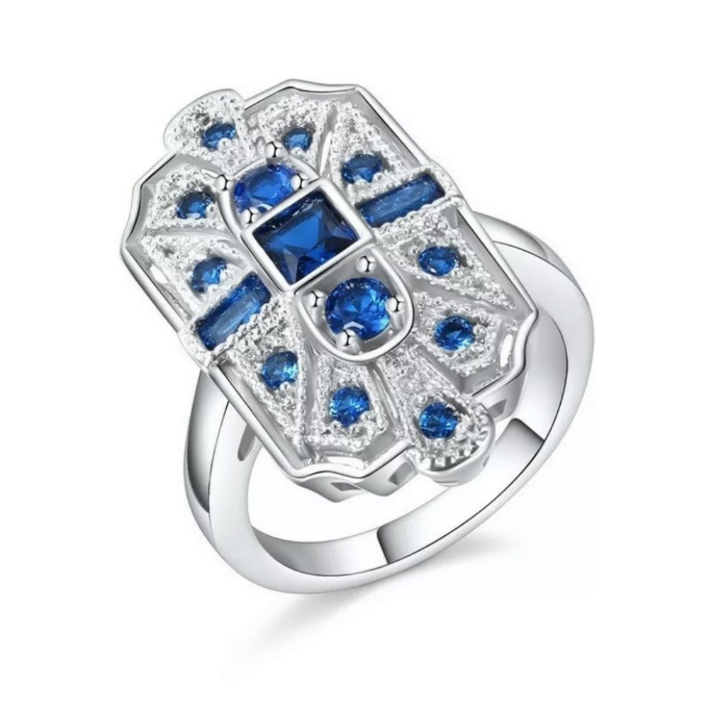 💖 Size 6 1/2 Sapphire Art Deco Ring NEW